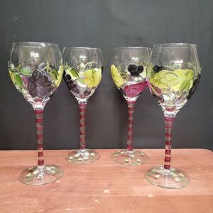 1990's Home Essentials Grapes Wine Glasses